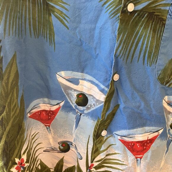 Mens GJC Hawaiian Shirt 2XL Button Palm Floral Marini XXL Summer 100% Cotton GUC - Picture 5 of 6